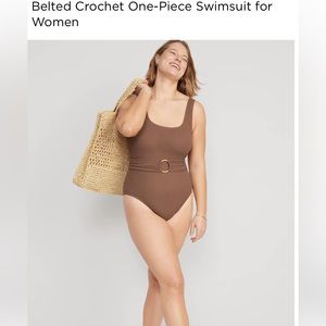 Old Navy Belted Crochet One Piece Swimsuit - Brand New with tags